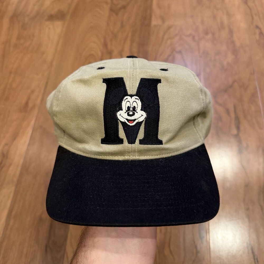 Mickey Mouse Cap M Logo Vintage Disney Company Goofy's Hat Snapback Adjustable